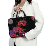 Red Japanese Amaryllis Pattern Print Laptop Sleeve With Handle