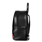 Red Japanese Amaryllis Pattern Print Leather Backpack