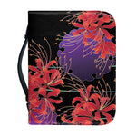 Red Japanese Amaryllis Pattern Print Leather Bible Cover