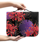 Red Japanese Amaryllis Pattern Print Leather Bible Cover