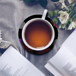 Red Japanese Amaryllis Pattern Print Leather Coaster Set