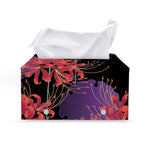 Red Japanese Amaryllis Pattern Print Leather Tissue Box Cover