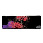 Red Japanese Amaryllis Pattern Print Long Kitchen Mat