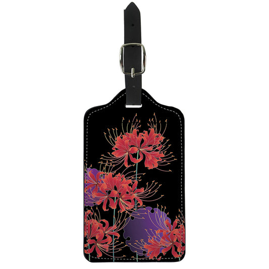 Red Japanese Amaryllis Pattern Print Luggage Tag