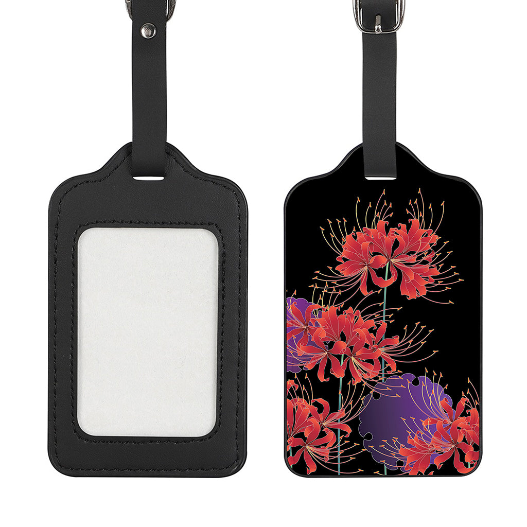 Red Japanese Amaryllis Pattern Print Luggage Tag