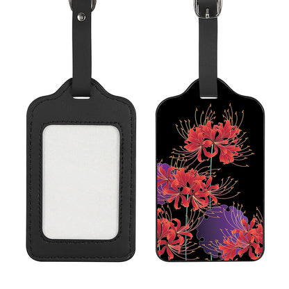 Red Japanese Amaryllis Pattern Print Luggage Tag