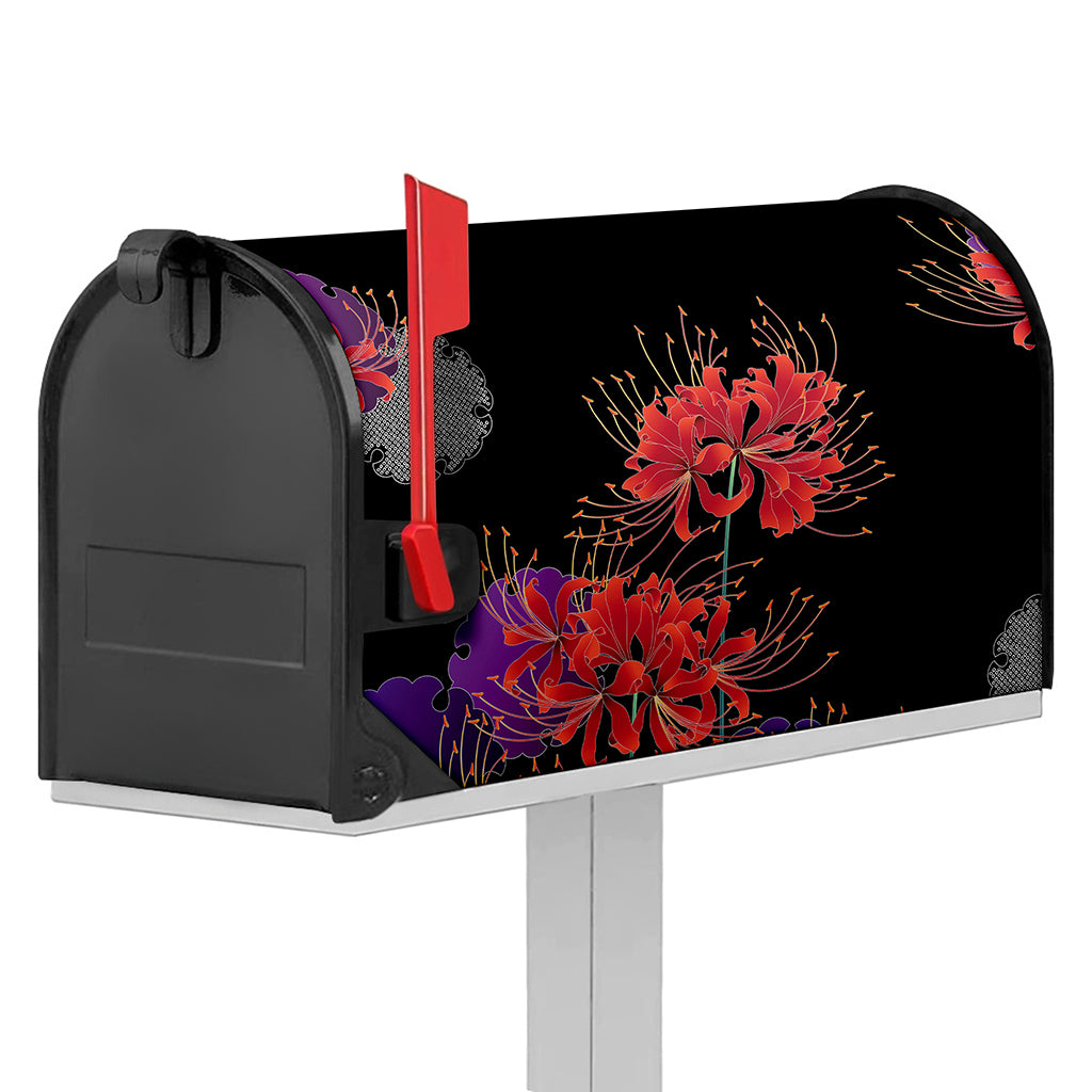 Red Japanese Amaryllis Pattern Print Mailbox Cover
