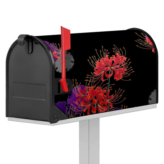 Red Japanese Amaryllis Pattern Print Mailbox Cover