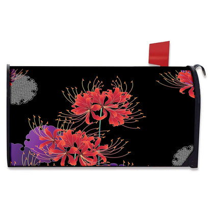 Red Japanese Amaryllis Pattern Print Mailbox Cover