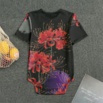 Red Japanese Amaryllis Pattern Print Men's Bodysuit