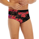 Red Japanese Amaryllis Pattern Print Men's Briefs
