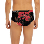Red Japanese Amaryllis Pattern Print Men's Briefs