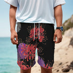 Red Japanese Amaryllis Pattern Print Men's Cargo Shorts