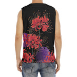 Red Japanese Amaryllis Pattern Print Men's Fitness Tank Top