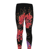 Red Japanese Amaryllis Pattern Print Men's leggings