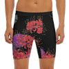 Red Japanese Amaryllis Pattern Print Men's Long Boxer Briefs