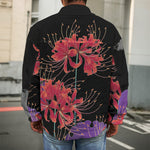 Red Japanese Amaryllis Pattern Print Men's Shirt Jacket