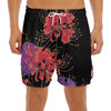 Red Japanese Amaryllis Pattern Print Men's Split Running Shorts