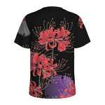 Red Japanese Amaryllis Pattern Print Men's Sports T-Shirt