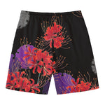Red Japanese Amaryllis Pattern Print Men's Swim Trunks