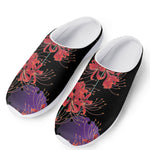 Red Japanese Amaryllis Pattern Print Mesh Casual Shoes