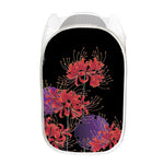Red Japanese Amaryllis Pattern Print Mesh Laundry Hamper
