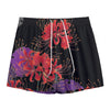 Red Japanese Amaryllis Pattern Print Mesh Shorts