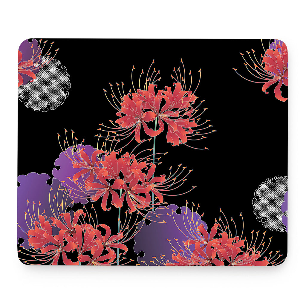 Red Japanese Amaryllis Pattern Print Mouse Pad