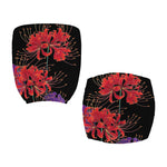 Red Japanese Amaryllis Pattern Print Office Chair Cover