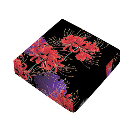 Red Japanese Amaryllis Pattern Print Outdoor Seat Cushion Cover