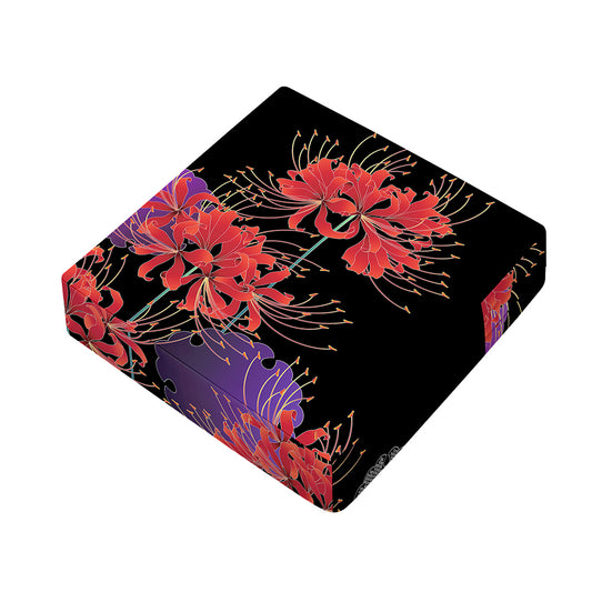 Red Japanese Amaryllis Pattern Print Outdoor Seat Cushion Cover