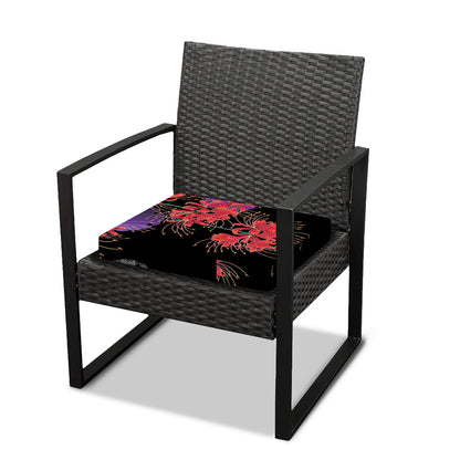 Red Japanese Amaryllis Pattern Print Outdoor Seat Cushion Cover