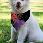 Red Japanese Amaryllis Pattern Print Over The Collar Dog Bandana