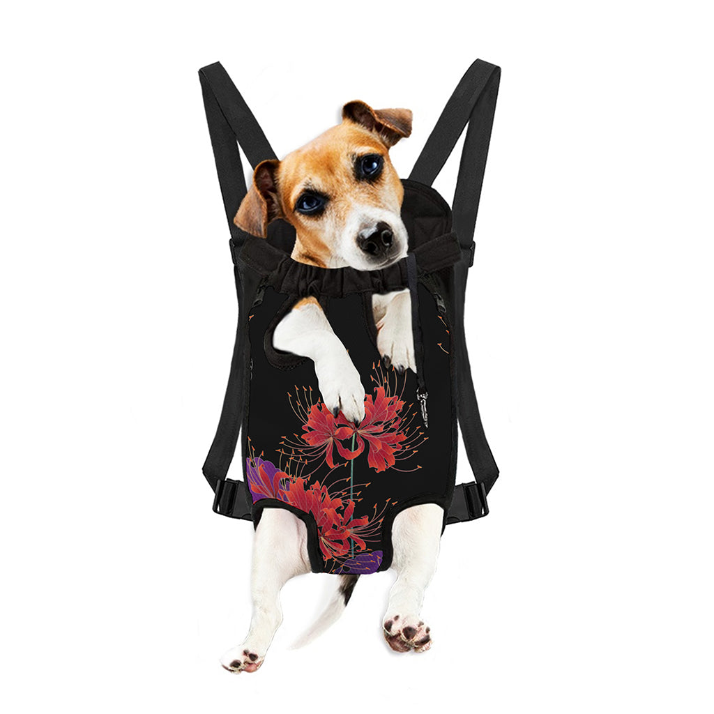 Red Japanese Amaryllis Pattern Print Pet Carrier Backpack