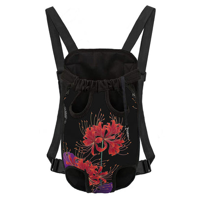 Red Japanese Amaryllis Pattern Print Pet Carrier Backpack