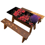 Red Japanese Amaryllis Pattern Print Picnic Table Cover