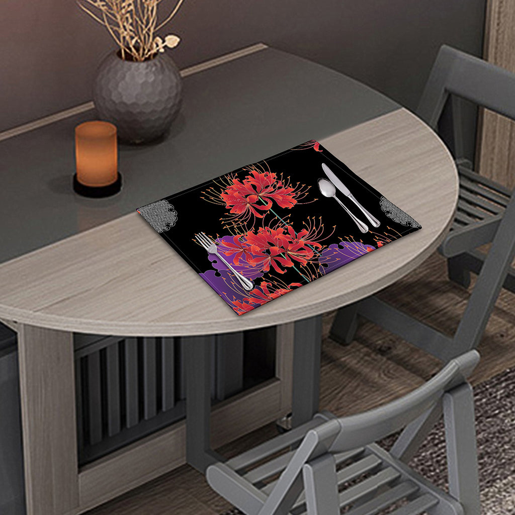 Red Japanese Amaryllis Pattern Print Placemat