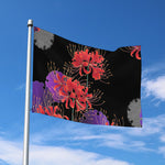 Red Japanese Amaryllis Pattern Print Polyester Flag