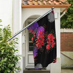 Red Japanese Amaryllis Pattern Print Polyester Flag