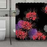 Red Japanese Amaryllis Pattern Print Polyester Shower Curtain
