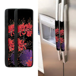 Red Japanese Amaryllis Pattern Print Refrigerator Handle Covers