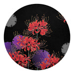 Red Japanese Amaryllis Pattern Print Round Blanket
