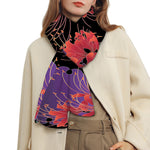 Red Japanese Amaryllis Pattern Print Scarf