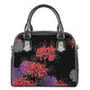 Red Japanese Amaryllis Pattern Print Shoulder Handbag