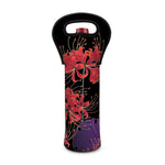 Red Japanese Amaryllis Pattern Print Single Neoprene Wine Tote
