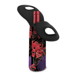 Red Japanese Amaryllis Pattern Print Single Neoprene Wine Tote