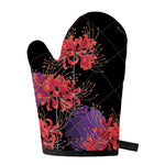 Red Japanese Amaryllis Pattern Print Single Oven Mitt