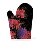 Red Japanese Amaryllis Pattern Print Single Oven Mitt