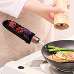 Red Japanese Amaryllis Pattern Print Skillet Handle Cover