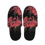 Red Japanese Amaryllis Pattern Print Slippers